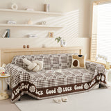 Chenille Houndstooth Sofa Throw Cover, Scratch Proof Cozy Throw Blankets for Couch - Ornate Home