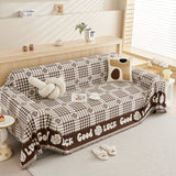 Chenille Houndstooth Sofa Throw Cover, Scratch Proof Cozy Throw Blankets for Couch - Ornate Home