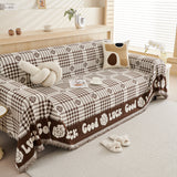 Chenille Houndstooth Sofa Throw Cover, Scratch Proof Cozy Throw Blankets for Couch - Ornate Home