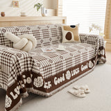 Chenille Houndstooth Sofa Throw Cover, Scratch Proof Cozy Throw Blankets for Couch - Ornate Home