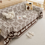 Chenille Houndstooth Sofa Throw Cover, Scratch Proof Cozy Throw Blankets for Couch - Ornate Home