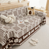 Chenille Houndstooth Sofa Throw Cover, Scratch Proof Cozy Throw Blankets for Couch - Ornate Home