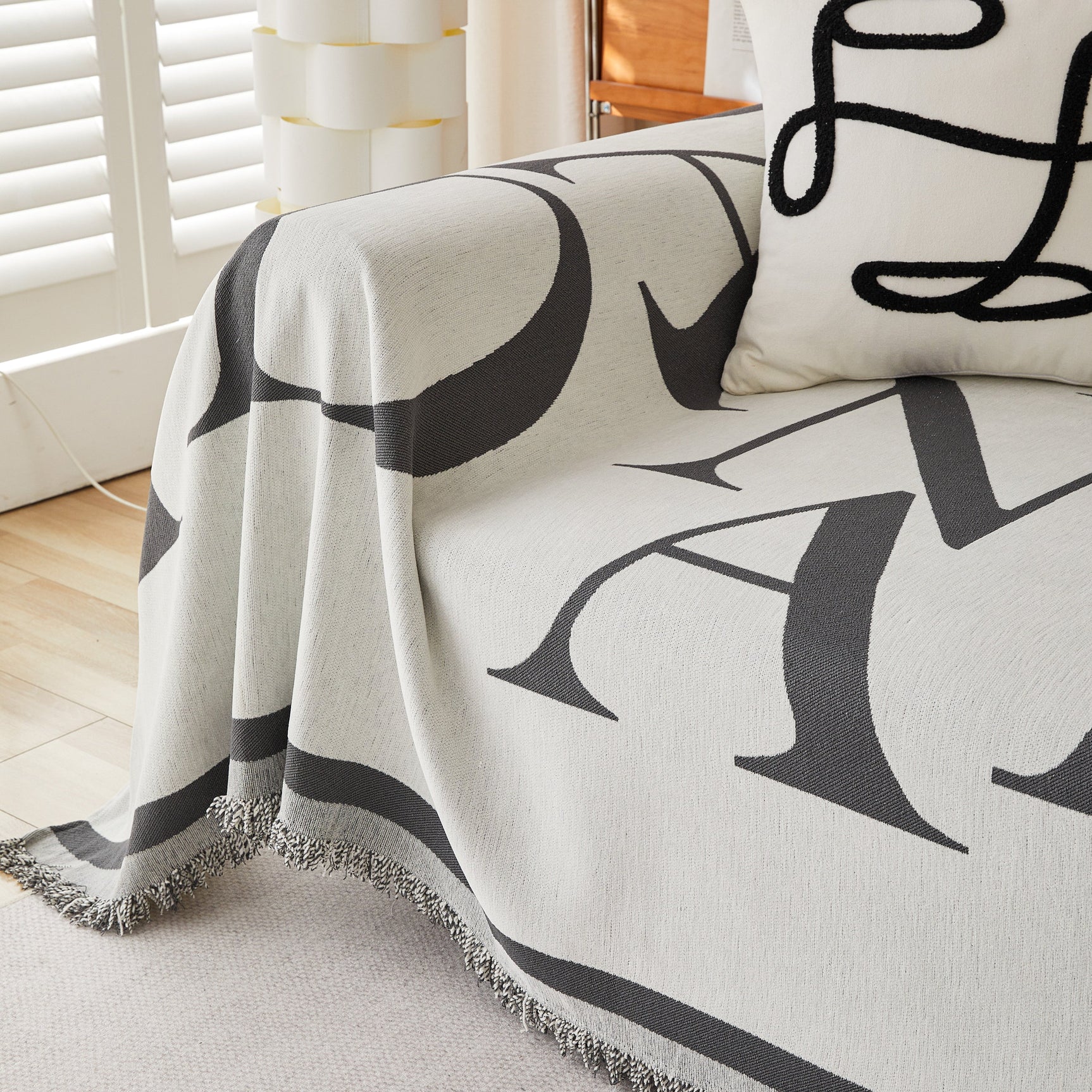 Chenille Jacquard Alphabet Sofa Blanket Cover, L Shape Sofa Cover, Reversible Couch Covers for Dogs - Ornate Home