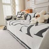 Chenille Jacquard Alphabet Sofa Blanket Cover, L Shape Sofa Cover, Reversible Couch Covers for Dogs - Ornate Home