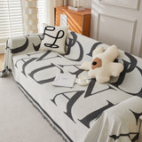 Chenille Jacquard Alphabet Sofa Blanket Cover, L Shape Sofa Cover, Reversible Couch Covers for Dogs - Ornate Home
