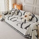 Chenille Jacquard Alphabet Sofa Blanket Cover, L Shape Sofa Cover, Reversible Couch Covers for Dogs - Ornate Home