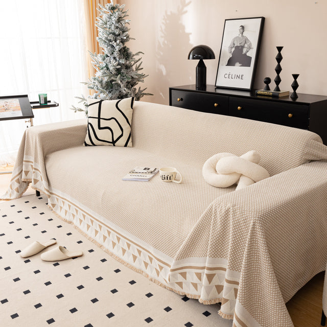 Chenille Jacquard Sofa Throw Blanket Cover Soft Polyester Weave Couch Throw Cover for Pets Dog Kids - Ornate Home