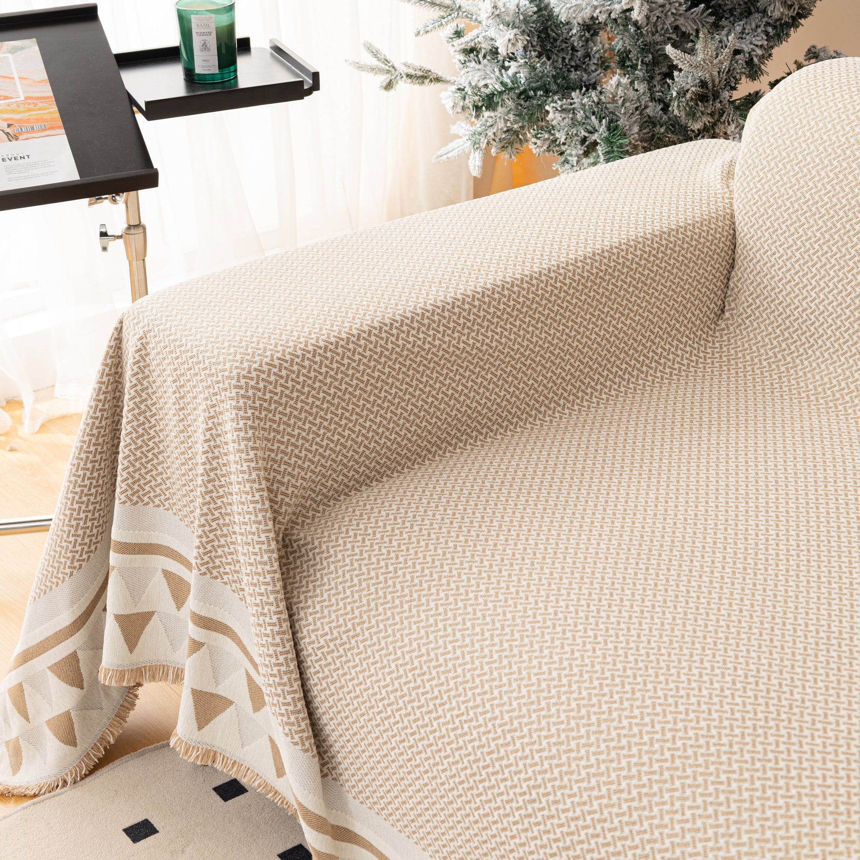 Chenille Jacquard Sofa Throw Blanket Cover Soft Polyester Weave Couch Throw Cover for Pets Dog Kids - Ornate Home