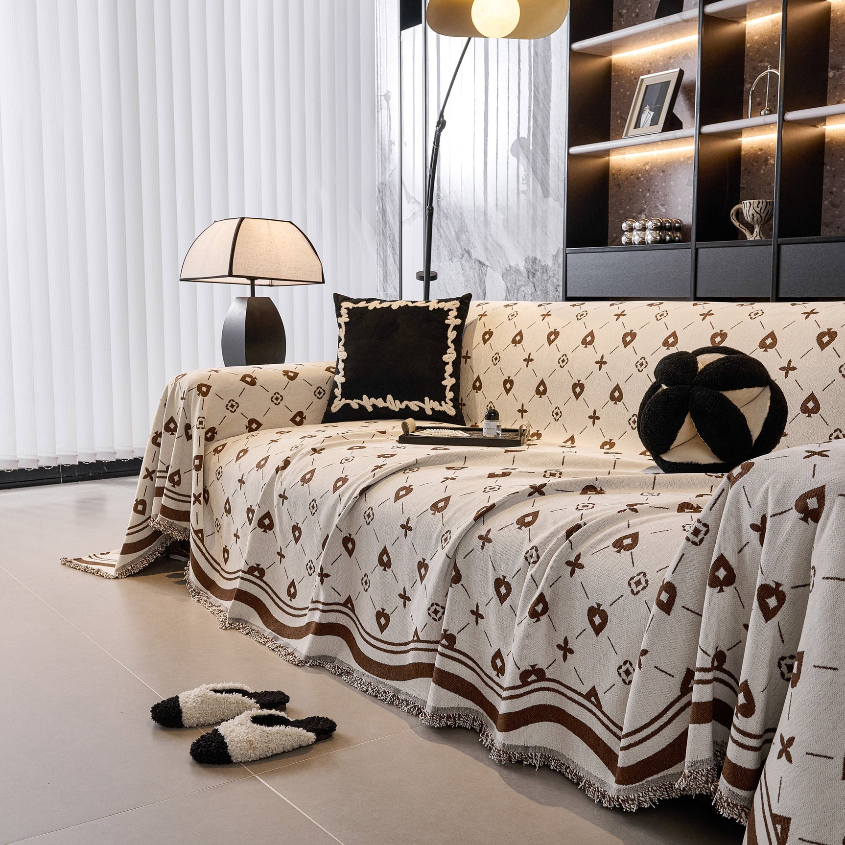 Chenille Jacquard Sofa Throw Cover Blanket, Luxury Thick Woven Couch Cover for Sofa - Ornate Home