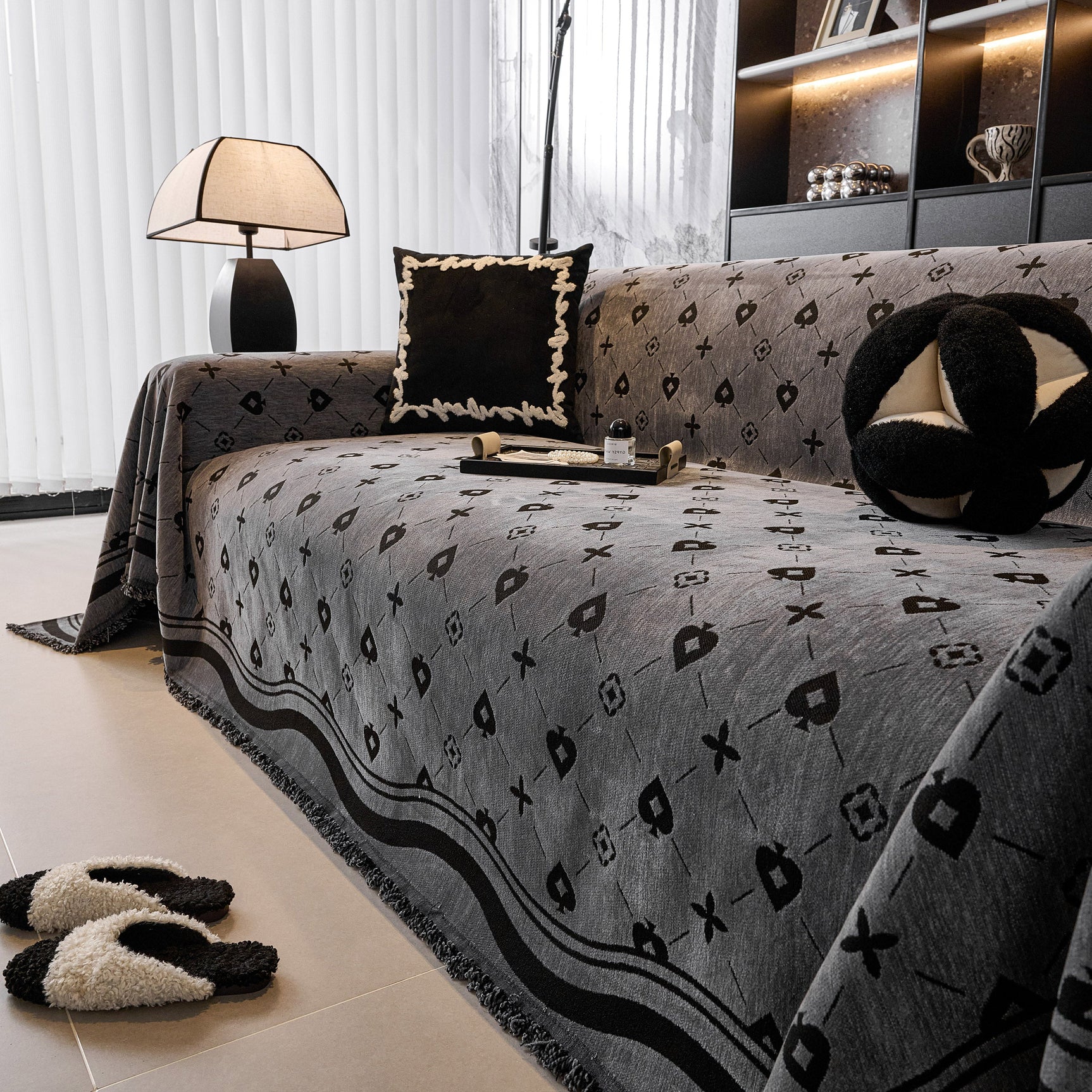 Chenille Jacquard Sofa Throw Cover Blanket, Luxury Thick Woven Couch Cover for Sofa - Ornate Home