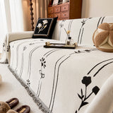 Chenille Jacquard Sofa Throw Cover with Tassel Soft Thick Couch Protector Blanket - Ornate Home