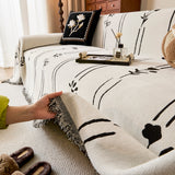 Chenille Jacquard Sofa Throw Cover with Tassel Soft Thick Couch Protector Blanket - Ornate Home