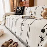 Chenille Jacquard Sofa Throw Cover with Tassel Soft Thick Couch Protector Blanket - Ornate Home