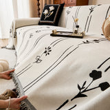 Chenille Jacquard Sofa Throw Cover with Tassel Soft Thick Couch Protector Blanket - Ornate Home