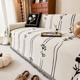 Chenille Jacquard Sofa Throw Cover with Tassel Soft Thick Couch Protector Blanket - Ornate Home