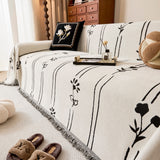Chenille Jacquard Sofa Throw Cover with Tassel Soft Thick Couch Protector Blanket - Ornate Home