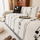 Chenille Jacquard Sofa Throw Cover with Tassel Soft Thick Couch Protector Blanket - Ornate Home