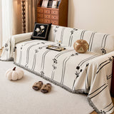 Chenille Jacquard Sofa Throw Cover with Tassel Soft Thick Couch Protector Blanket - Ornate Home