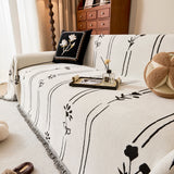 Chenille Jacquard Sofa Throw Cover with Tassel Soft Thick Couch Protector Blanket - Ornate Home