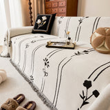 Chenille Jacquard Sofa Throw Cover with Tassel Soft Thick Couch Protector Blanket - Ornate Home