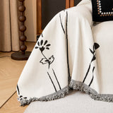 Chenille Jacquard Sofa Throw Cover with Tassel Soft Thick Couch Protector Blanket - Ornate Home