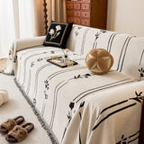 Chenille Jacquard Sofa Throw Cover with Tassel Soft Thick Couch Protector Blanket - Ornate Home