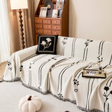 Chenille Jacquard Sofa Throw Cover with Tassel Soft Thick Couch Protector Blanket - Ornate Home