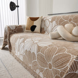 Chenille Jacquard Sofa Throw Cover with Tassels, All-Season Furniture Protector for Home and Office - Ornate Home