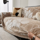 Chenille Jacquard Sofa Throw Cover with Tassels, All-Season Furniture Protector for Home and Office - Ornate Home