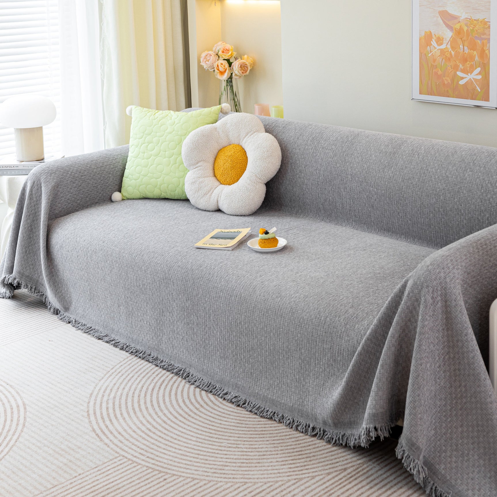 Chenille Large Throw Couch Cover Blanket with Water-Resistant for Futon, Loveseat, and L-Shaped Sofa - Ornate Home