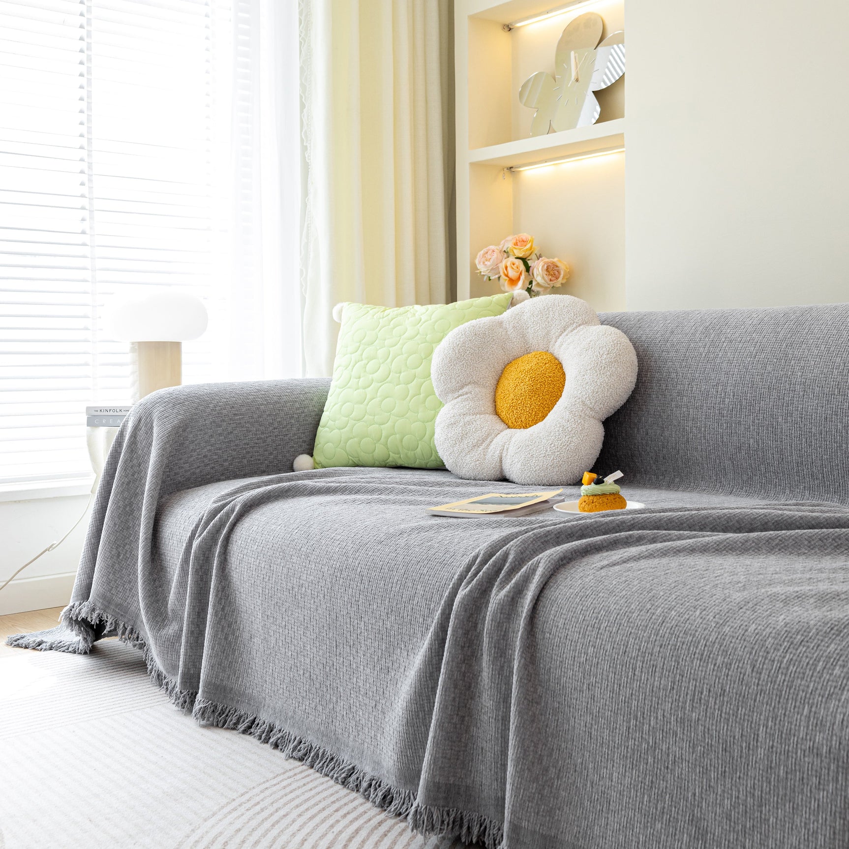 Chenille Large Throw Couch Cover Blanket with Water-Resistant for Futon, Loveseat, and L-Shaped Sofa - Ornate Home
