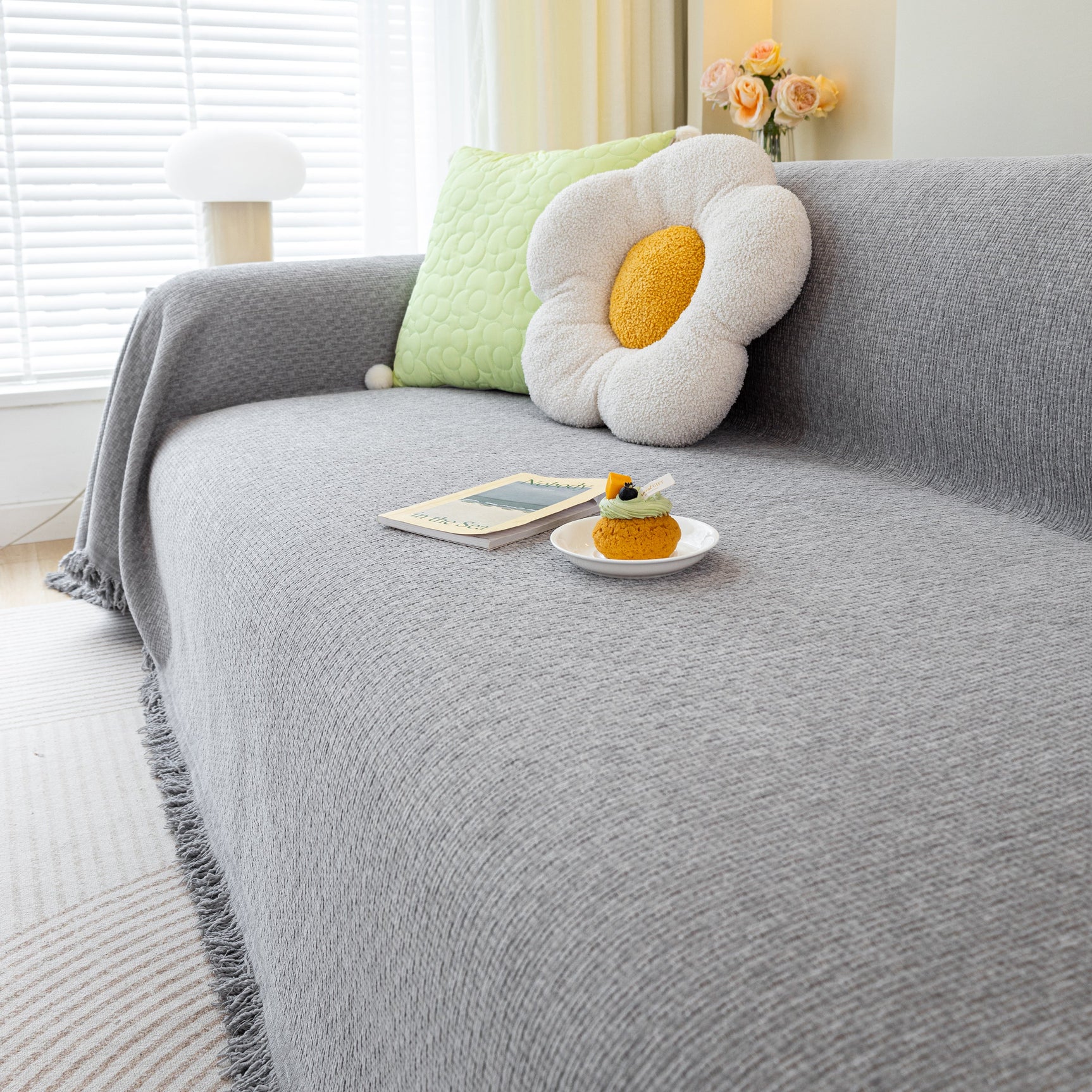 Chenille Large Throw Couch Cover Blanket with Water-Resistant for Futon, Loveseat, and L-Shaped Sofa - Ornate Home