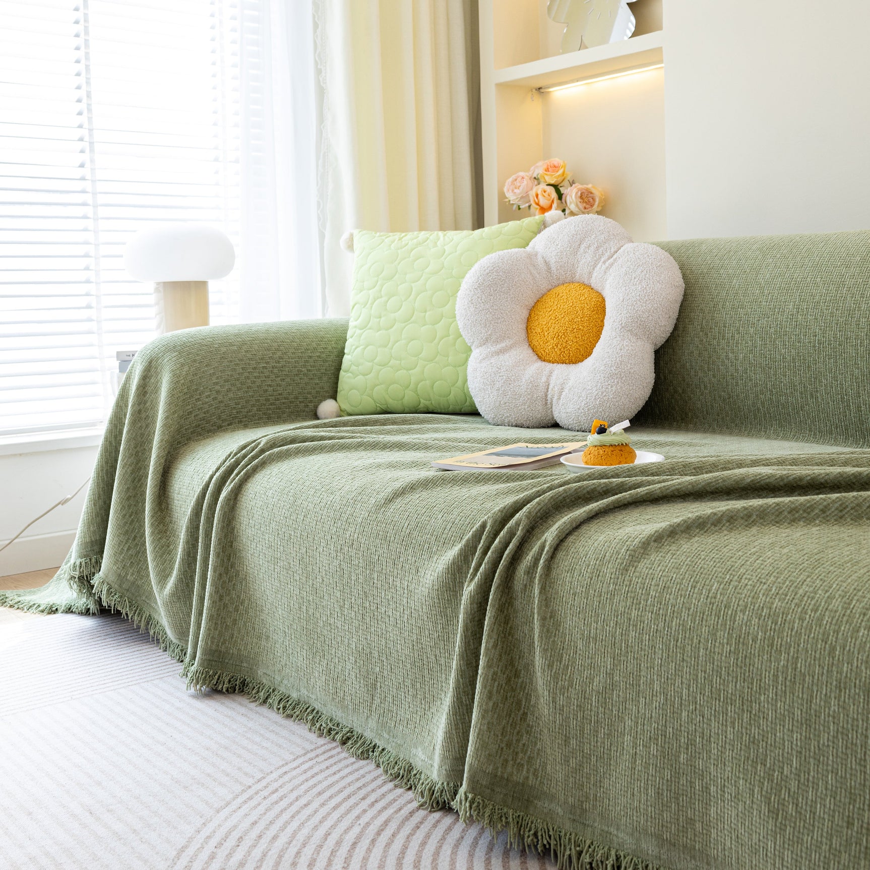 Chenille Large Throw Couch Cover Blanket with Water-Resistant for Futon, Loveseat, and L-Shaped Sofa - Ornate Home