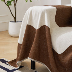 Chenille Minimalist Wavy Sofa Throw Cover, Cozy Blankets for Couch, Machine Washable Couch Protector - Ornate Home