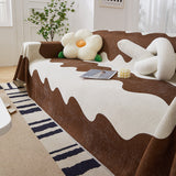 Chenille Minimalist Wavy Sofa Throw Cover, Cozy Blankets for Couch, Machine Washable Couch Protector - Ornate Home
