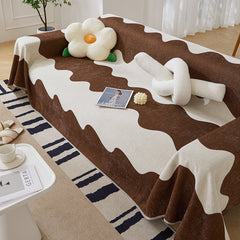 Chenille Minimalist Wavy Sofa Throw Cover, Cozy Blankets for Couch, Machine Washable Couch Protector - Ornate Home