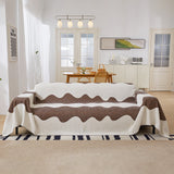 Chenille Minimalist Wavy Sofa Throw Cover, Cozy Blankets for Couch, Machine Washable Couch Protector - Ornate Home