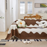 Chenille Minimalist Wavy Sofa Throw Cover, Cozy Blankets for Couch, Machine Washable Couch Protector - Ornate Home