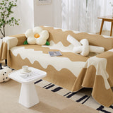 Chenille Minimalist Wavy Sofa Throw Cover, Cozy Blankets for Couch, Machine Washable Couch Protector - Ornate Home