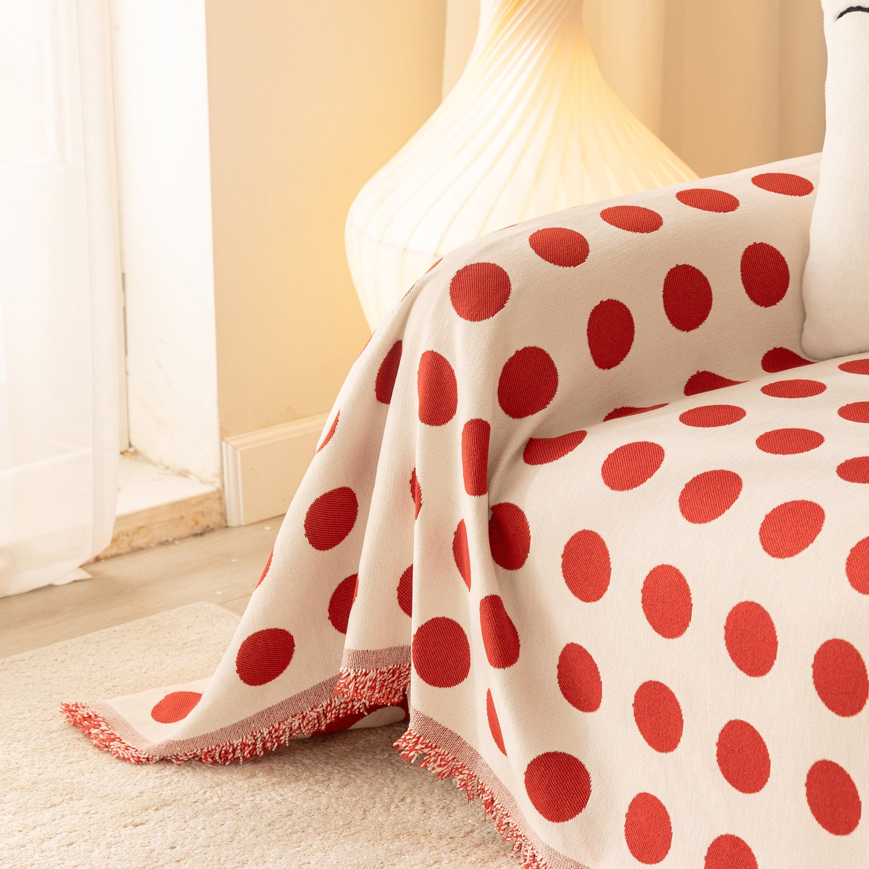 Chenille Polka Dot Sofa Cover Throw, Soft Thick Couch Cover Blanket Furniture Covers - Ornate Home