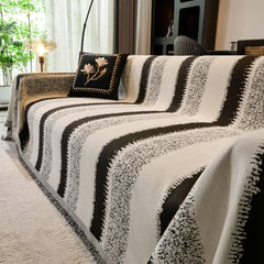 Chenille Reversible Rainbow Couch Cover Blanket for Sofas, Pet Friendly Couch Slipcovers with Tassel - Ornate Home