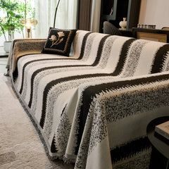 Chenille Reversible Rainbow Couch Cover Blanket for Sofas, Pet Friendly Couch Slipcovers with Tassel - Ornate Home