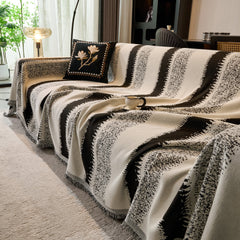 Chenille Reversible Rainbow Couch Cover Blanket for Sofas, Pet Friendly Couch Slipcovers with Tassel - Ornate Home