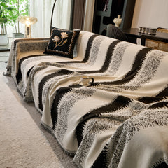 Chenille Reversible Rainbow Couch Cover Blanket for Sofas, Pet Friendly Couch Slipcovers with Tassel - Ornate Home