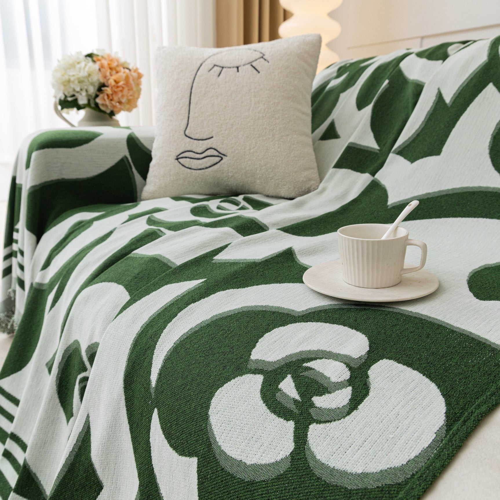 Chenille Sofa Cover Blanket, Couch Cover Blanket Throws for Couches Living Room Furniture Throw Covers - Ornate Home