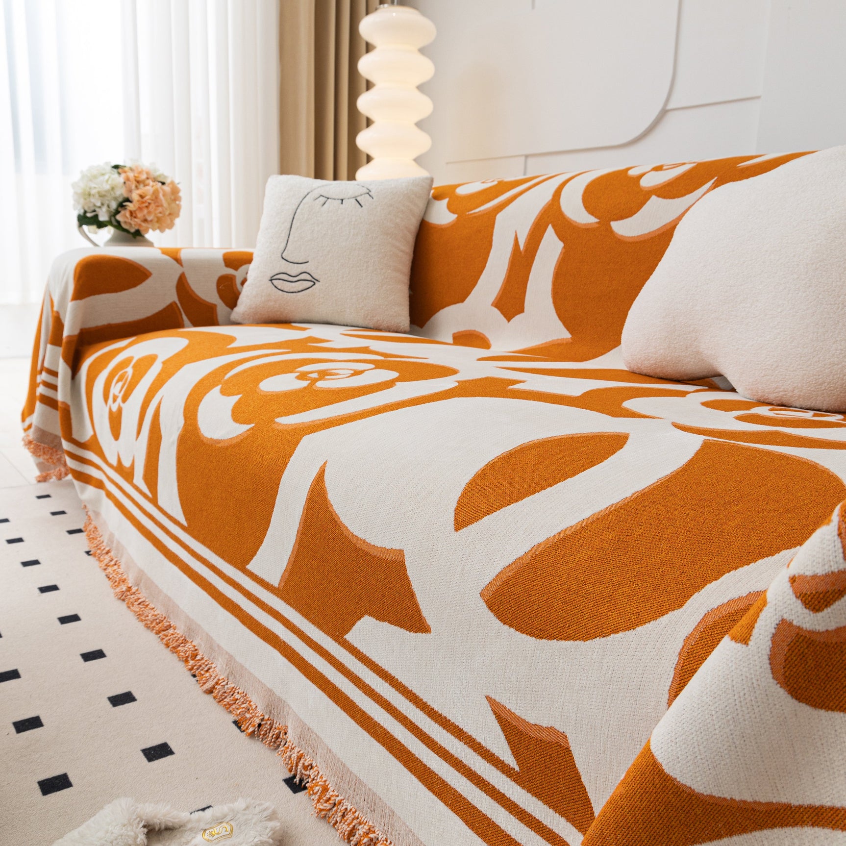 Chenille Sofa Cover Blanket, Couch Cover Blanket Throws for Couches Living Room Furniture Throw Covers - Ornate Home
