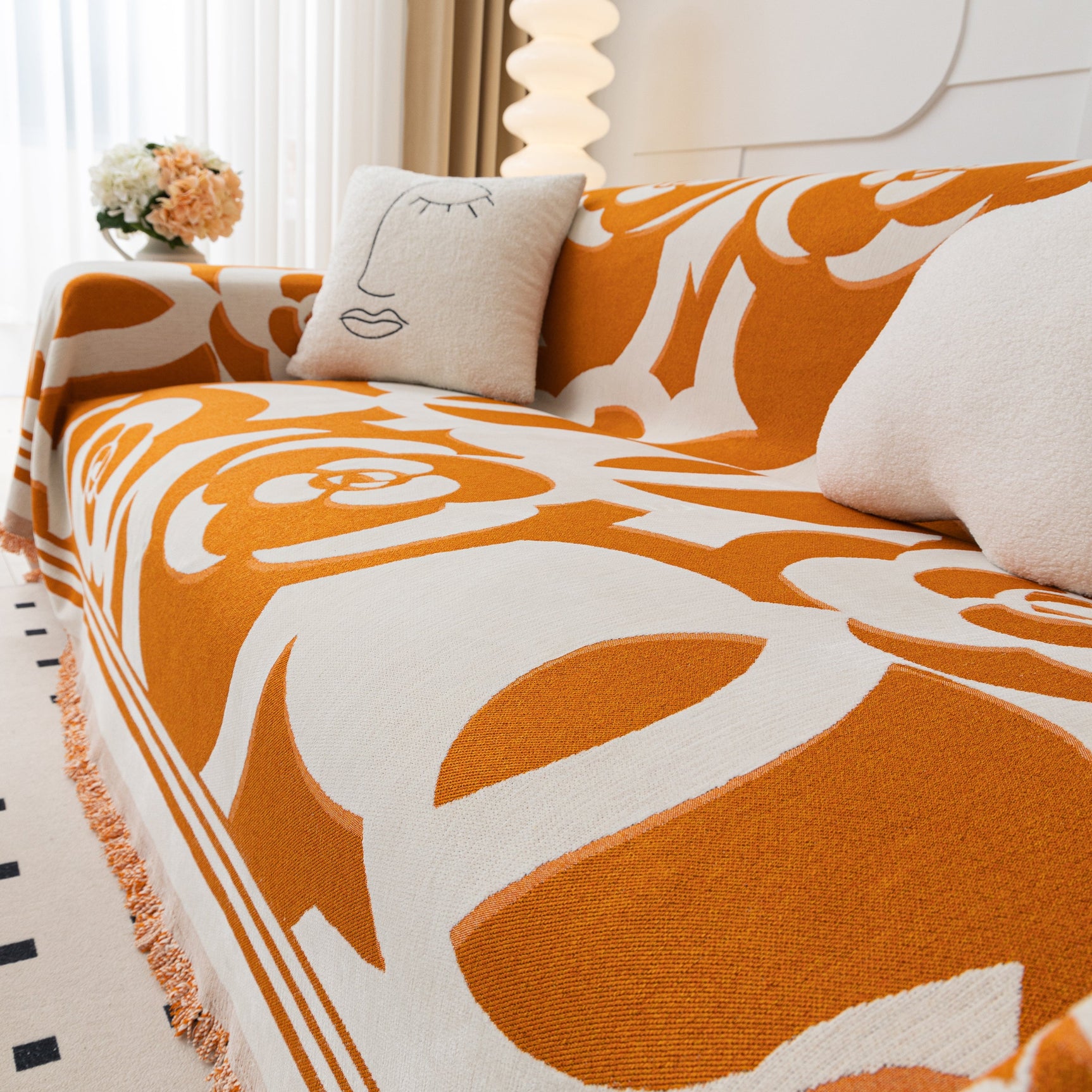 Chenille Sofa Cover Blanket, Couch Cover Blanket Throws for Couches Living Room Furniture Throw Covers - Ornate Home