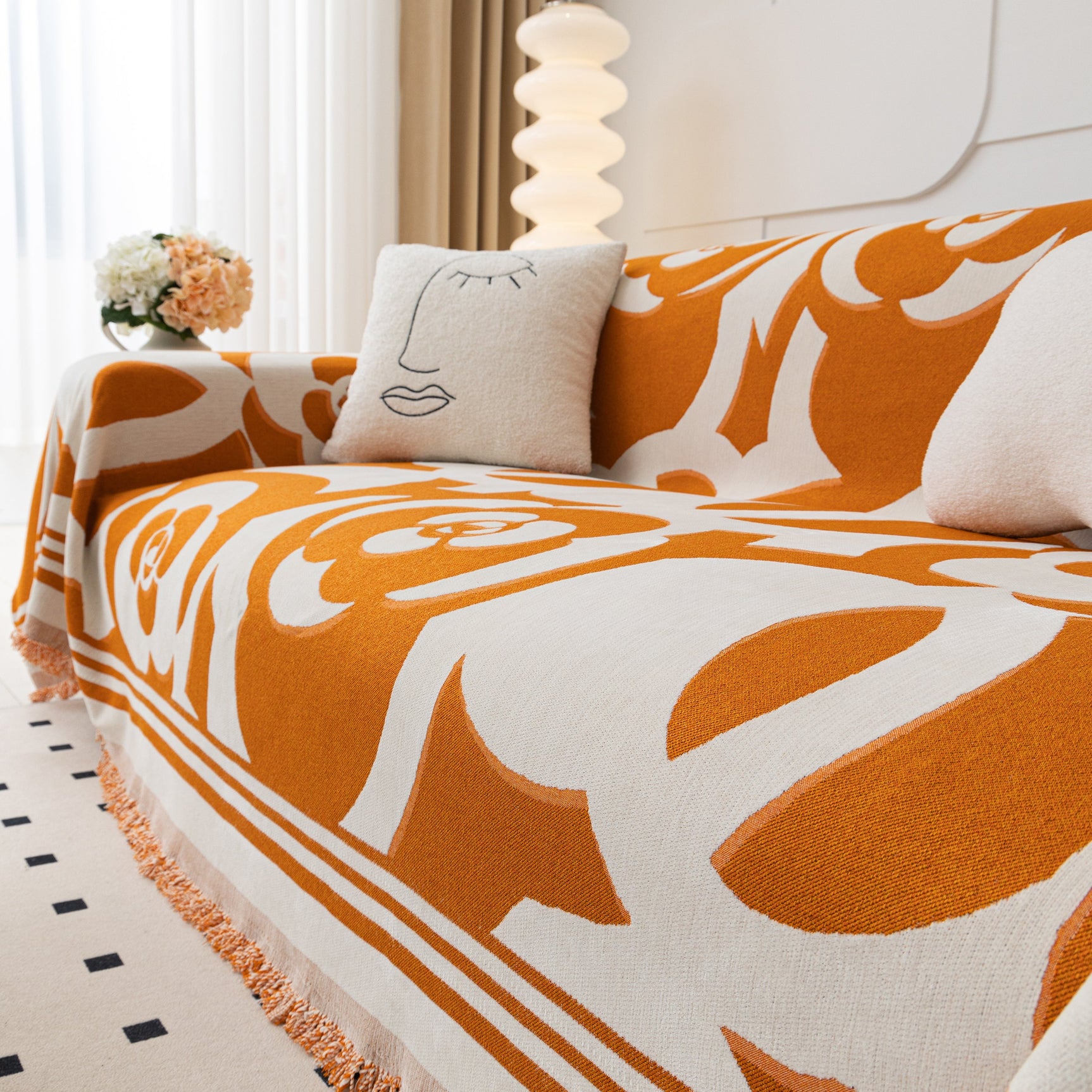 Chenille Sofa Cover Blanket, Couch Cover Blanket Throws for Couches Living Room Furniture Throw Covers - Ornate Home