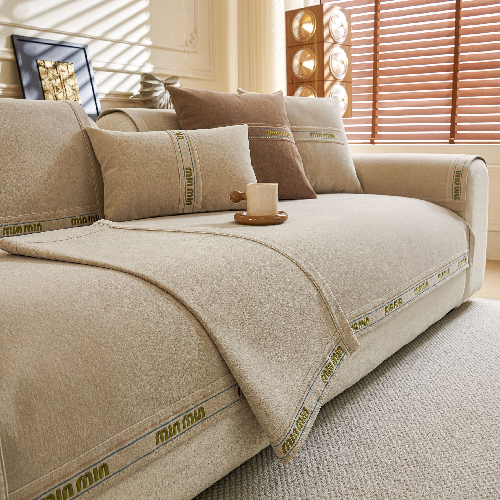 Chenille Sofa Cover Pet Mat, Non-Slip Couch Protector for Sectional & L-Shaped Sofas - Ornate Home