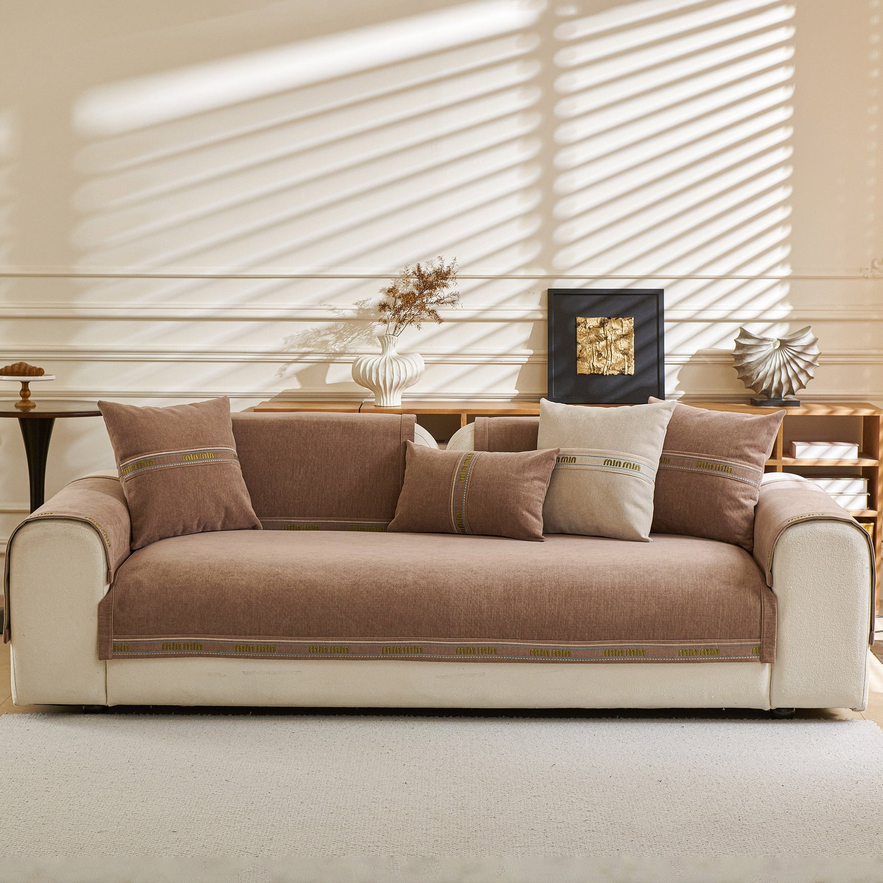 Chenille Sofa Cover Pet Mat, Non-Slip Couch Protector for Sectional & L-Shaped Sofas - Ornate Home